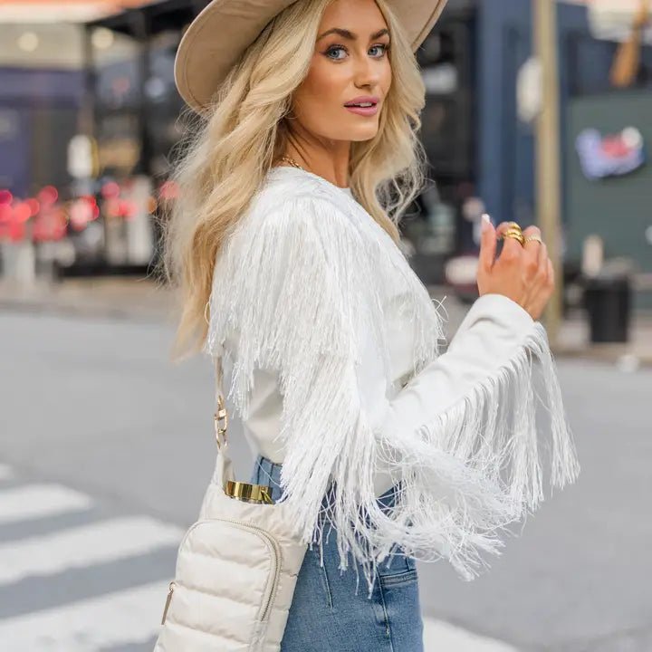 Ivory Lacquer Hydrobag® with Light Patterned Strap - Juli's Wearable Art