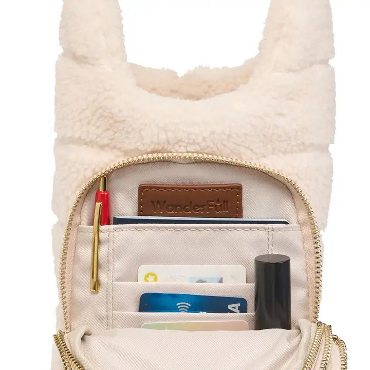 Ivory Sherpa Hydrobag® with Vegan Leather Strap - Juli's Wearable Art