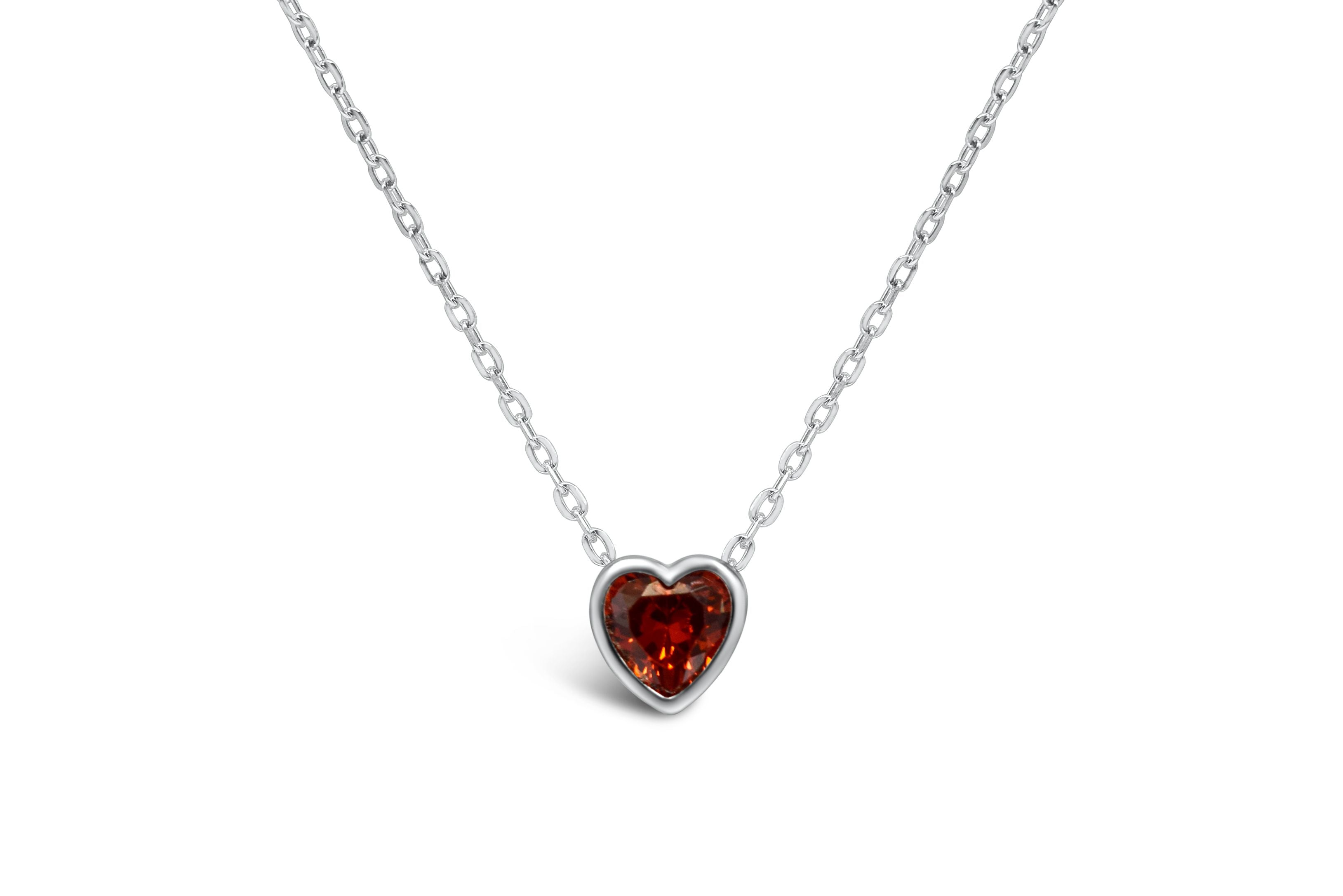 Stia Girl- Bezel Heart Birthstone Necklaces