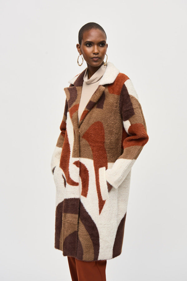 JOSEPH RIBKOFF Oversized Abstract Blend Coat