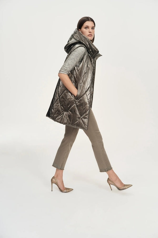 JOSEPH RIBKOFF Hooded Quilted Oversized Vest