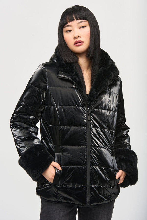 JOSEPH RIBKOFF Hooded Quilted Puffer Jacket