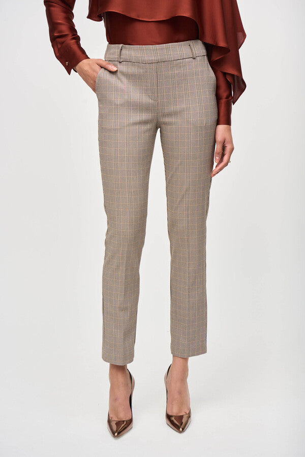 JOSEPH RIBKOFF Mid-rise Tartan Business Trousers