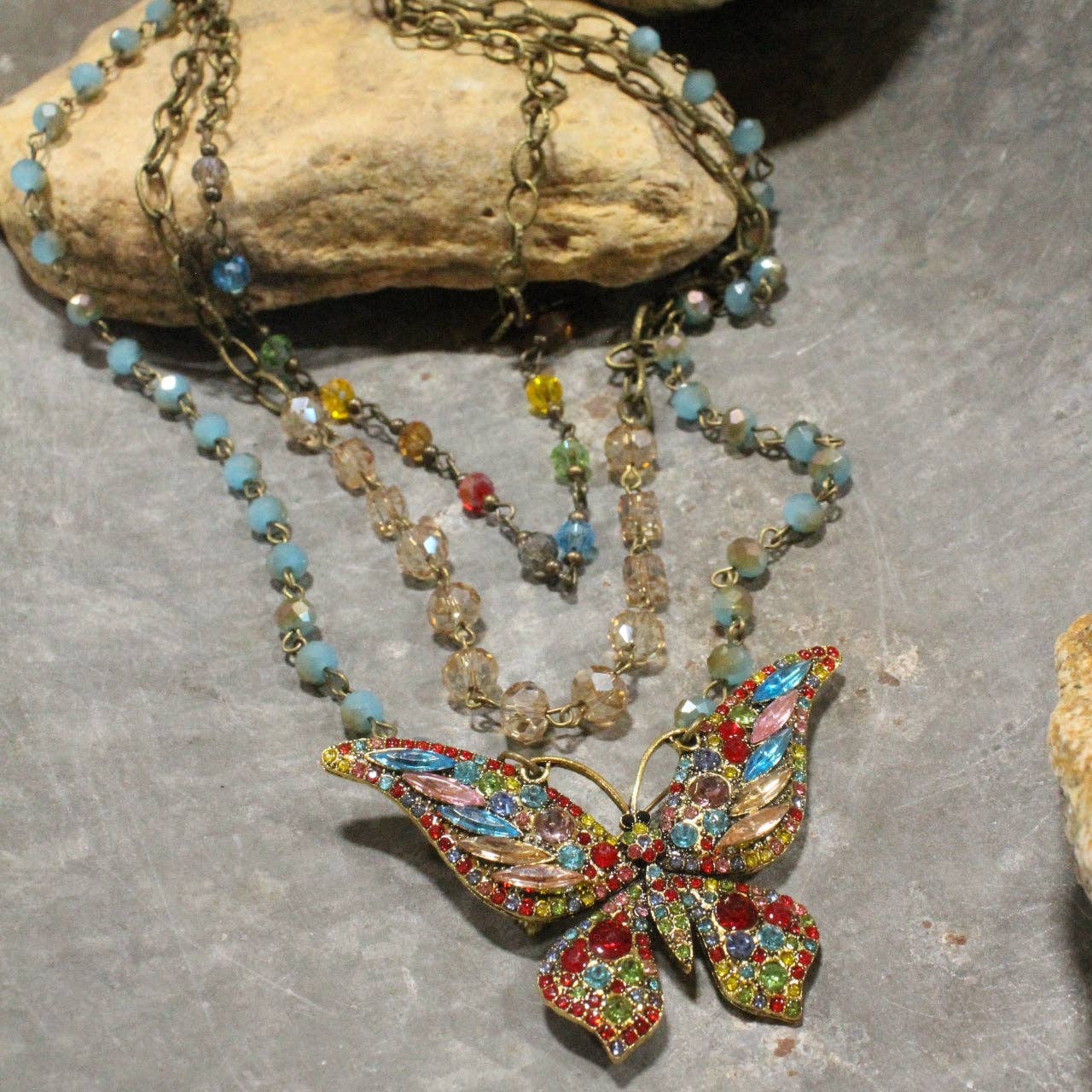 Just Dance Multi Butterfly Layered Necklace - Juli's Wearable Art