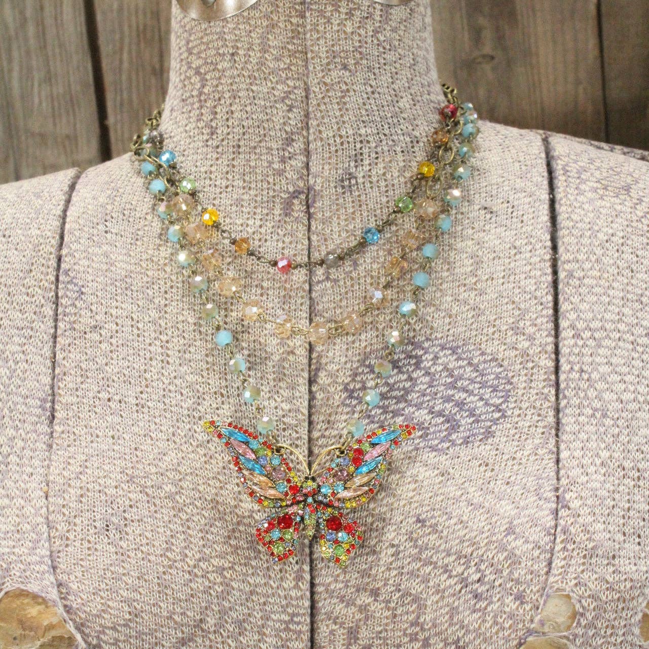 Just Dance Multi Butterfly Layered Necklace - Juli's Wearable Art