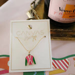 Justify Jockey Silk Enamel Pendant Necklace in Pink and Green - Juli's Wearable Art
