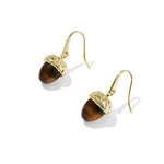 Kendra Scott Acorn Drop Earrings | Gold Brown Tiger’s Eye - Juli's Wearable Art
