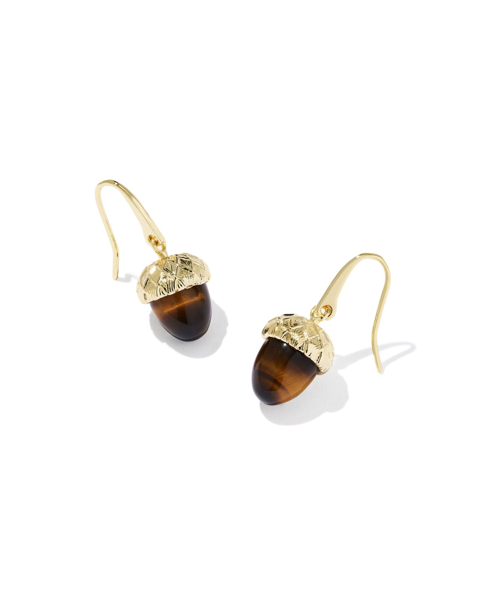 Kendra Scott Acorn Drop Earrings | Gold Brown Tiger’s Eye - Juli's Wearable Art