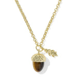 Kendra Scott Acorn Short Pendant Necklace | Gold Brown Tiger’s Eye - Juli's Wearable Art