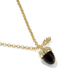 Kendra Scott Acorn Short Pendant Necklace | Gold Brown Tiger’s Eye - Juli's Wearable Art