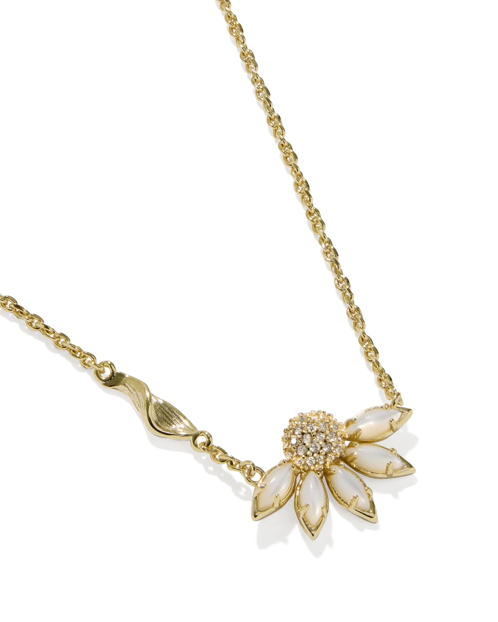 Kendra Scott Anya Flower Short Pendant Necklace | Gold Ivory Mix