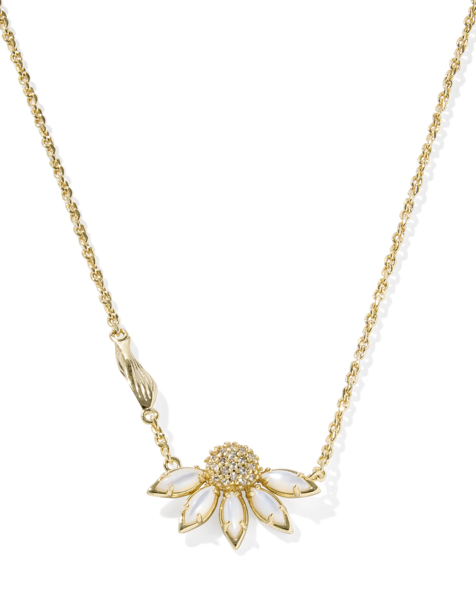 Kendra Scott Anya Flower Short Pendant Necklace | Gold Ivory Mix