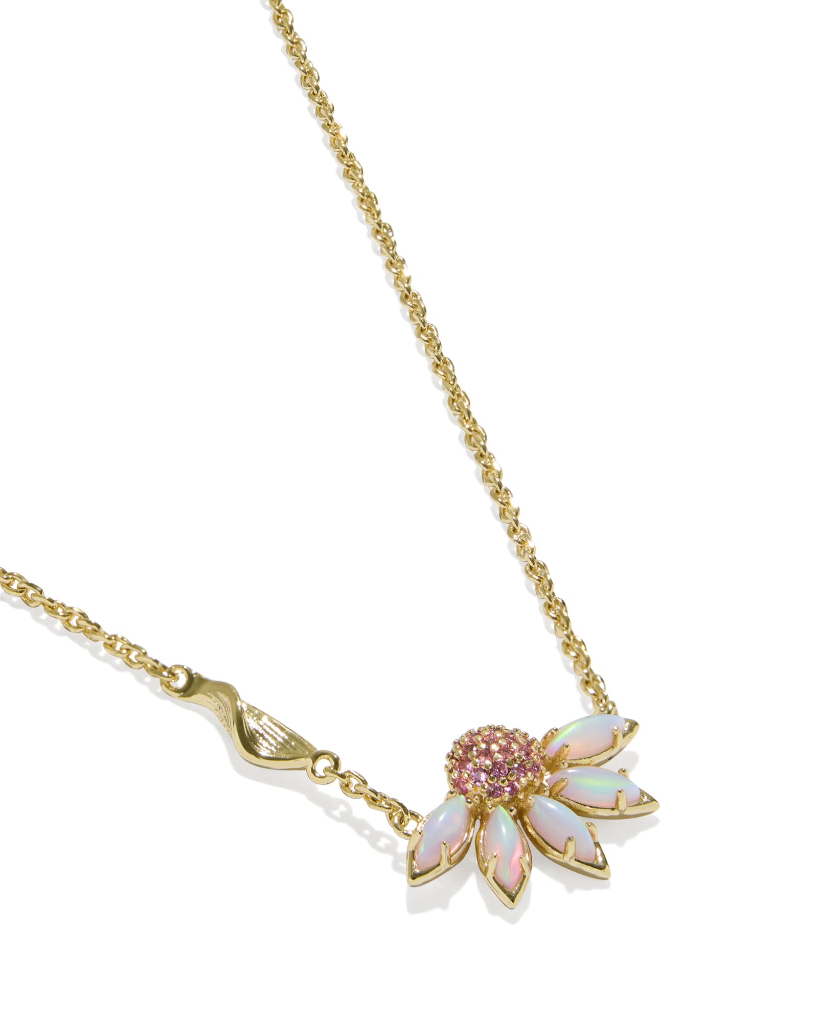 Kendra Scott Anya Flower Short Pendant Necklace | Gold Light Pink Mix