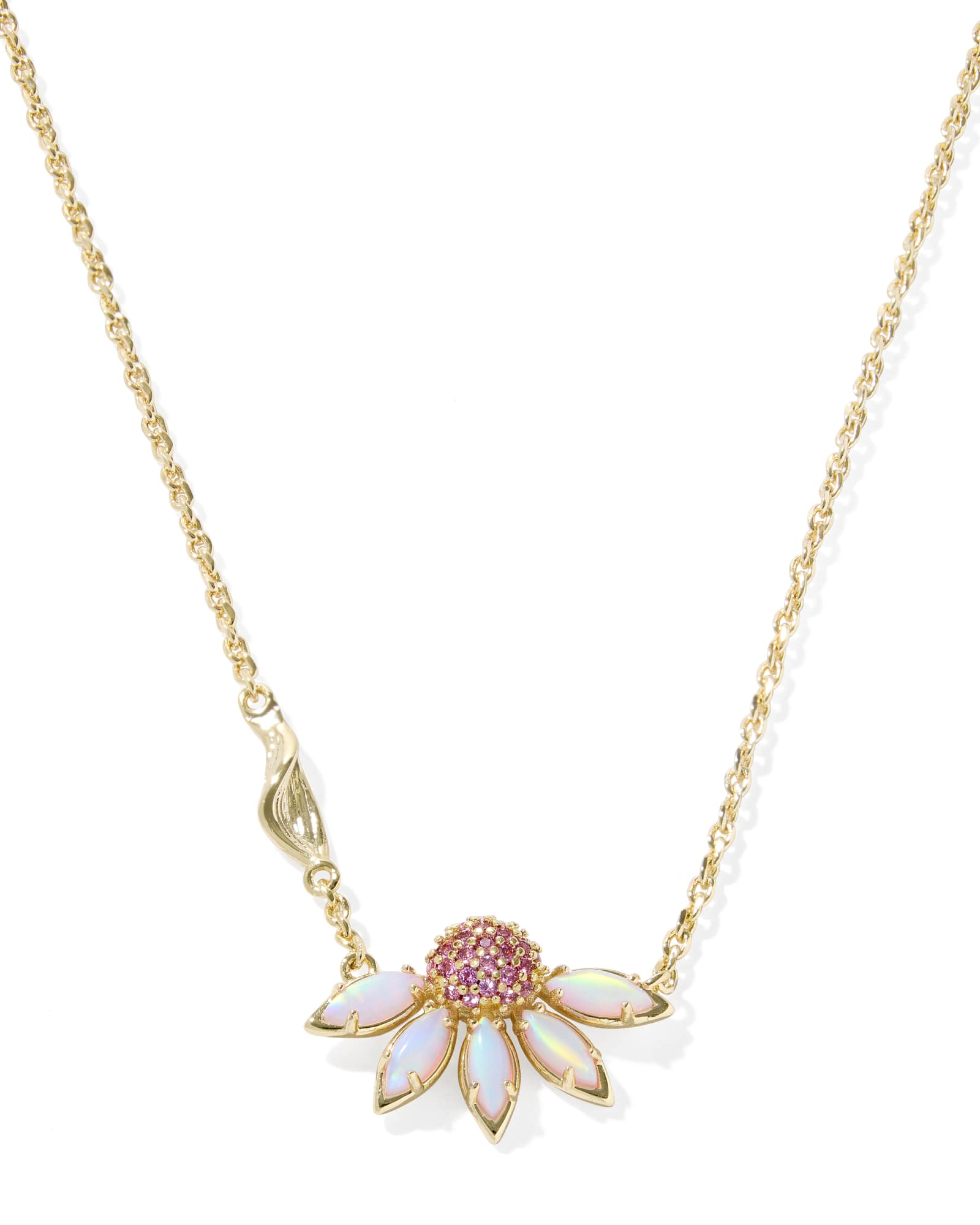 Kendra Scott Anya Flower Short Pendant Necklace | Gold Light Pink Mix