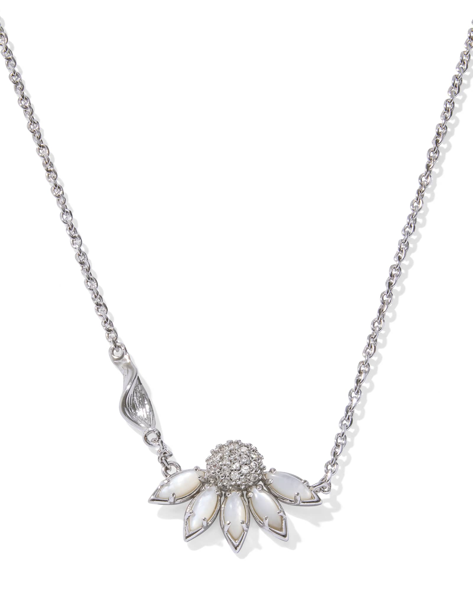 Kendra Scott Anya Flower Short Pendant Necklace | Silver Ivory Mix