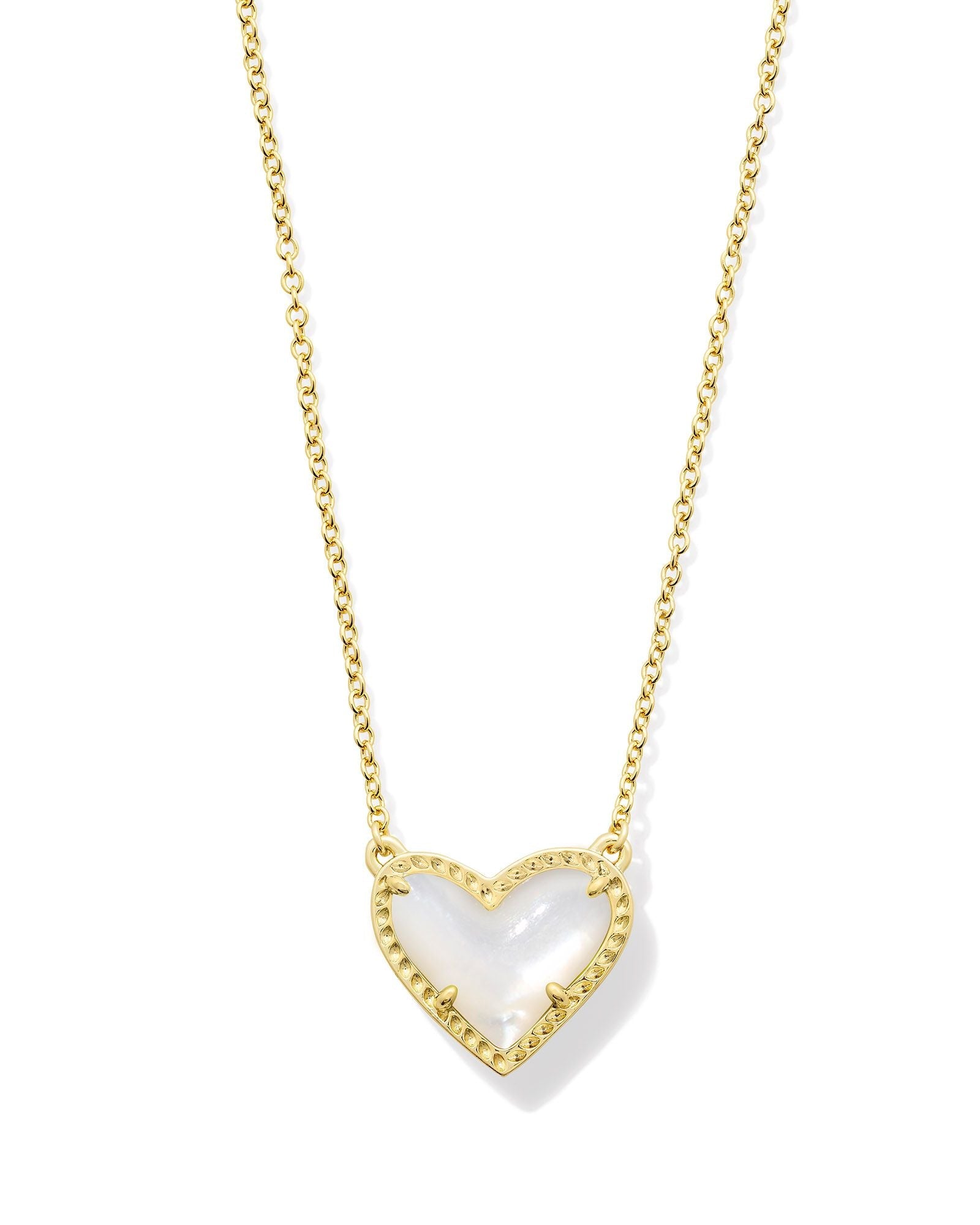 Kendra Scott Ari Heart Short Pendant Necklace in Gold Ivory MOP - Juli's Wearable Art