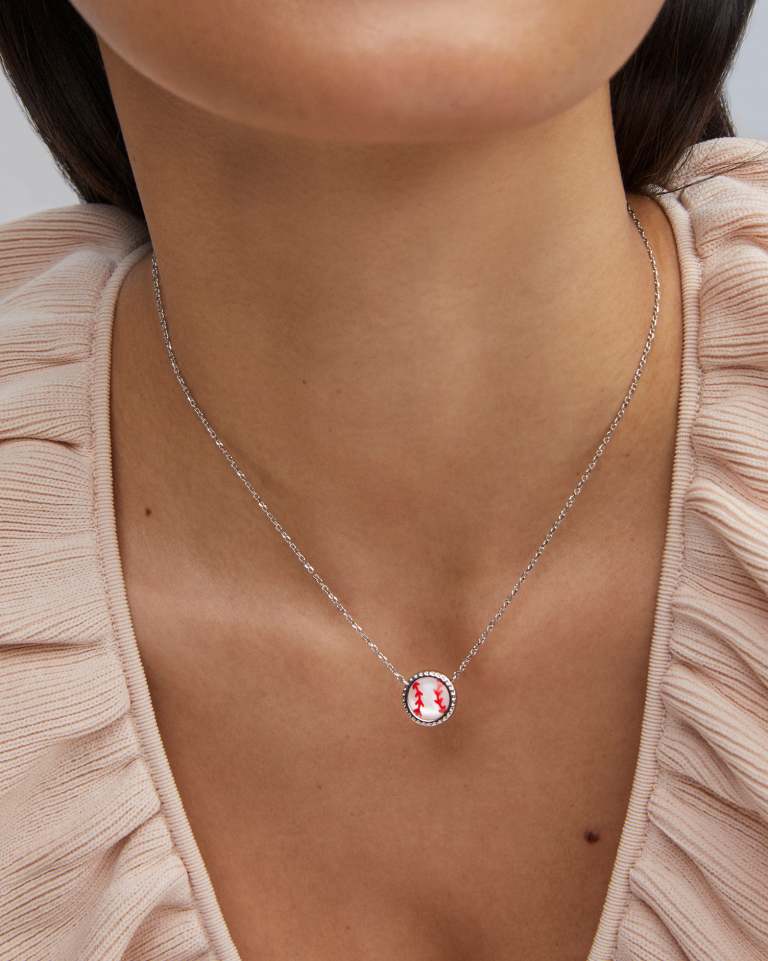 Kendra Scott Baseball Short Pendant Necklace | Silver - Juli's Wearable Art