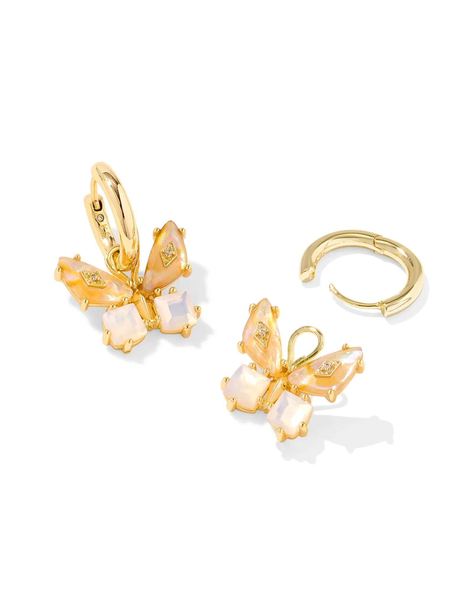 Kendra Scott Bianca Butterfly Gold Huggie Earrings - Iridescent White Mix - Juli's Wearable Art