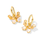Kendra Scott Bianca Butterfly Gold Huggie Earrings - Iridescent White Mix - Juli's Wearable Art