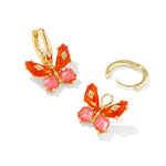 Kendra Scott Bianca Butterfly Gold Huggie Earrings - Orange Mix - Juli's Wearable Art