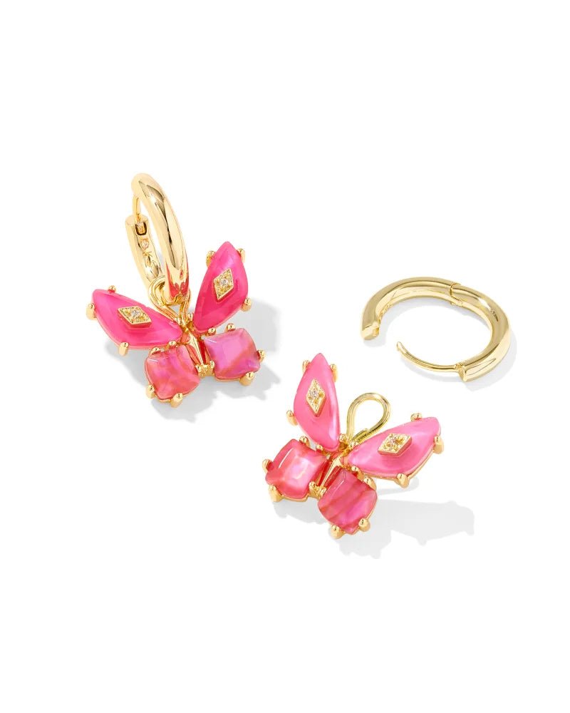 Kendra Scott Bianca Butterfly Gold Huggie Earrings - Pink Mix - Juli's Wearable Art