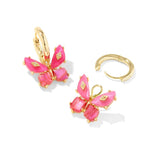 Kendra Scott Bianca Butterfly Gold Huggie Earrings - Pink Mix - Juli's Wearable Art