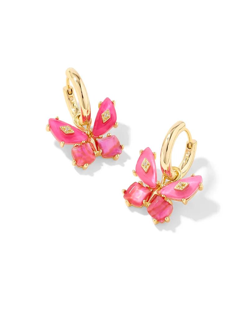 Kendra Scott Bianca Butterfly Gold Huggie Earrings - Pink Mix - Juli's Wearable Art