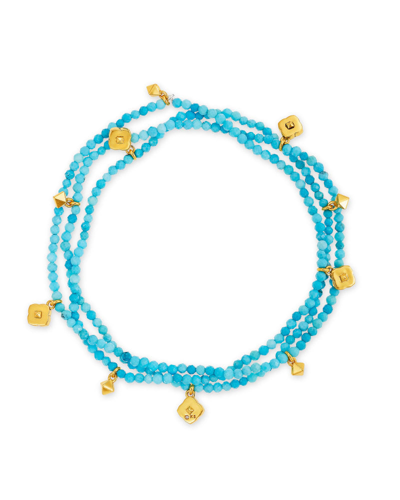 Kendra Scott Britt Convertible Stretch Turquoise & Gold Necklace