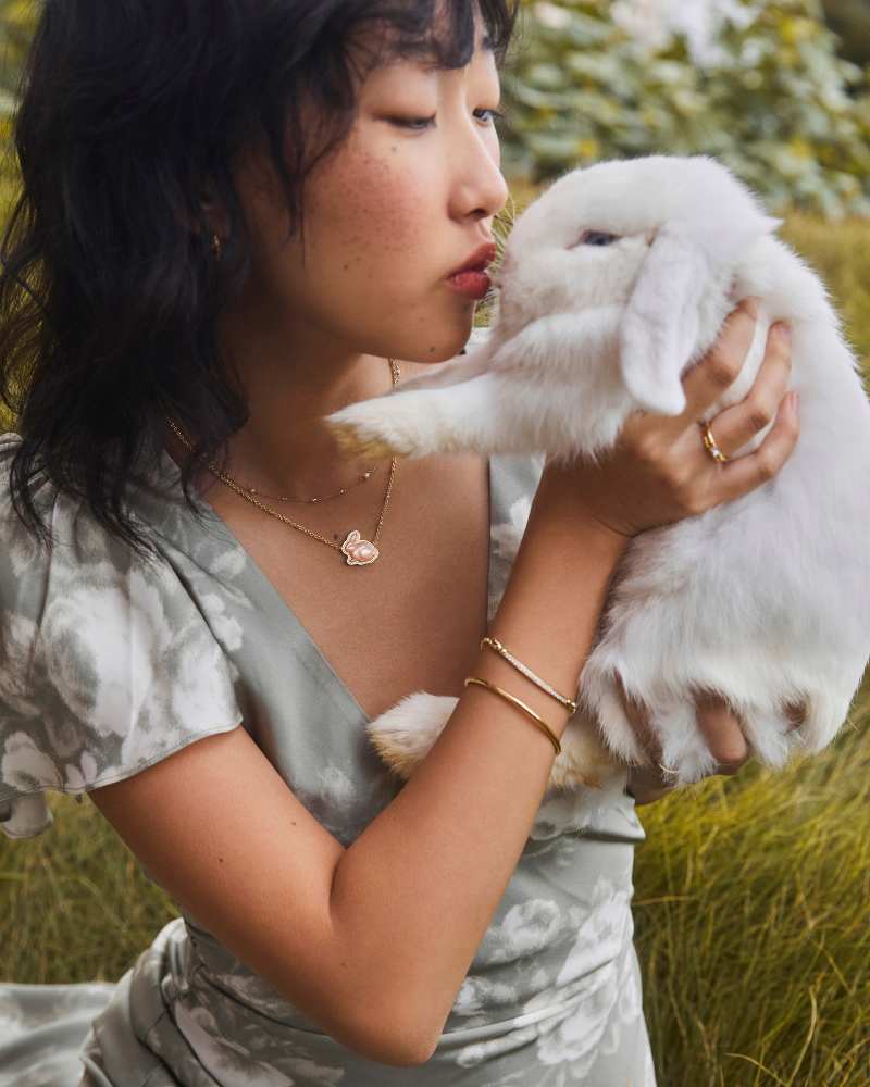 Kendra Scott Bunny Short Pendant Necklace in Gold & Taupe Mother - of - Pearl - Juli's Wearable Art