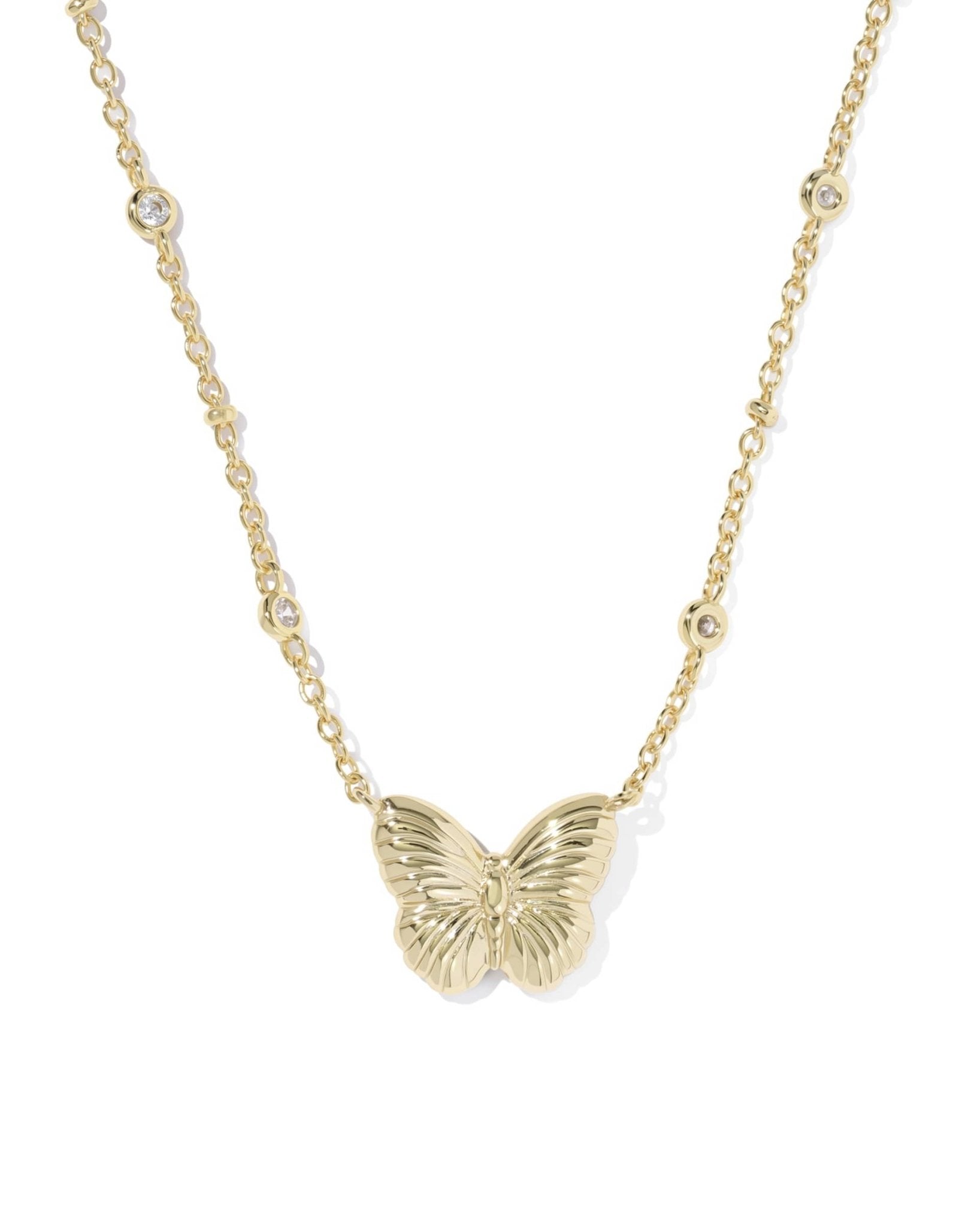 Kendra Scott Cailey Butterfly Short Pendant Necklace | Gold | Pink Opalescent