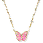Kendra Scott Cailey Butterfly Short Pendant Necklace | Gold | Pink Opalescent - Juli's Wearable Art