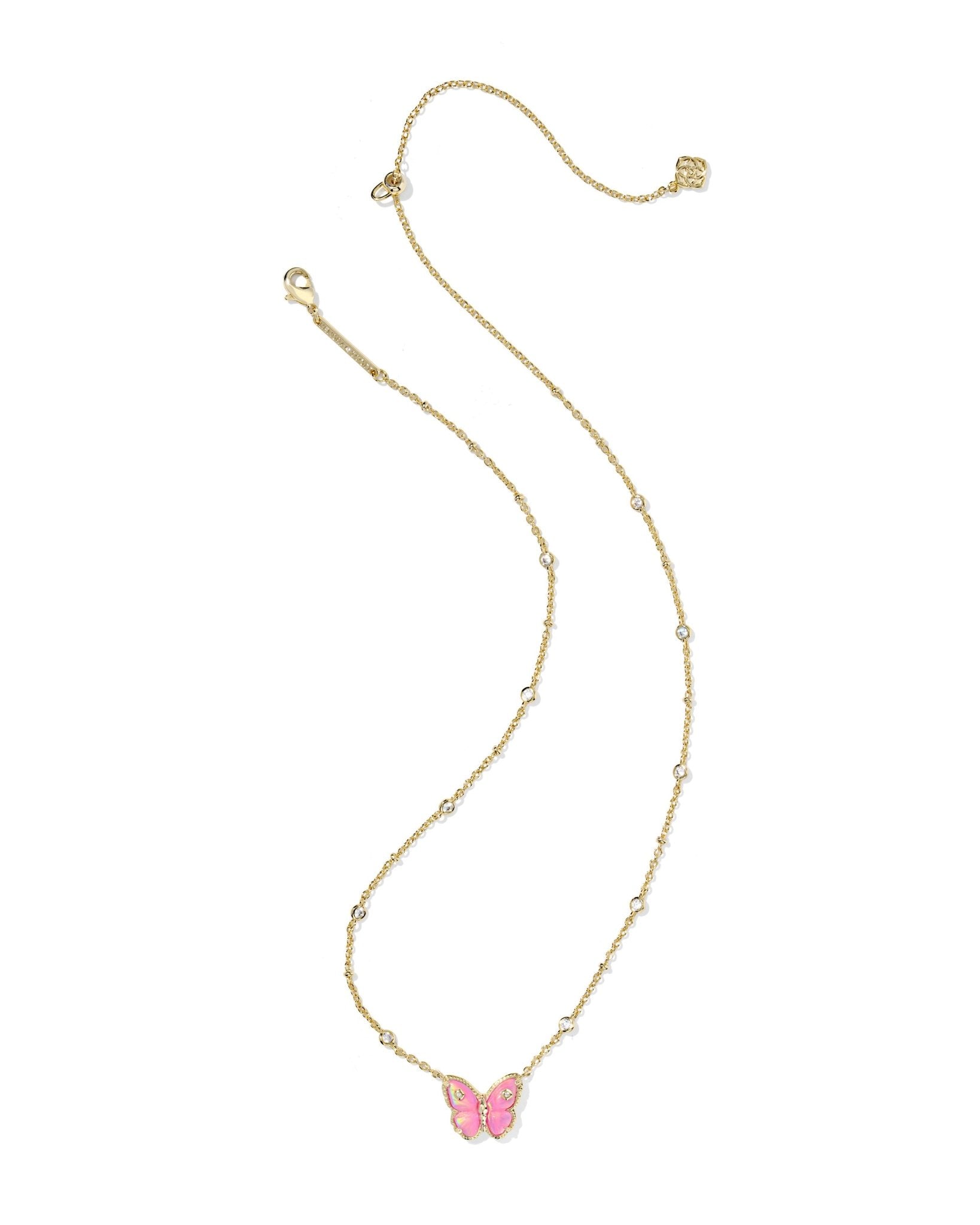 Kendra Scott Cailey Butterfly Short Pendant Necklace | Gold | Pink Opalescent - Juli's Wearable Art