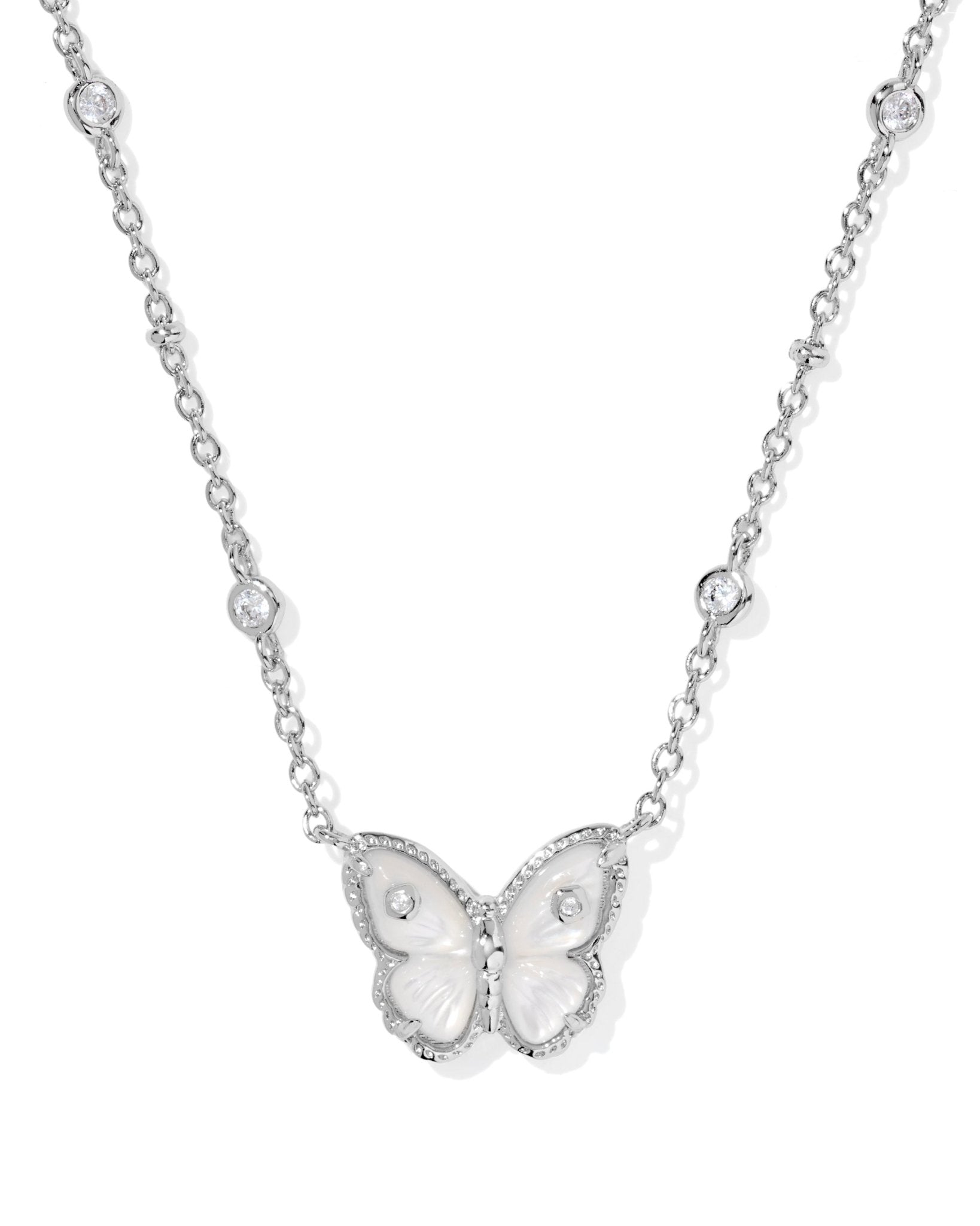 Kendra Scott Cailey Butterfly Short Pendant Necklace | Silver MOP