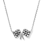 Kendra Scott Checkered Flag Pendant Necklace | Silver | White MOP - Juli's Wearable Art