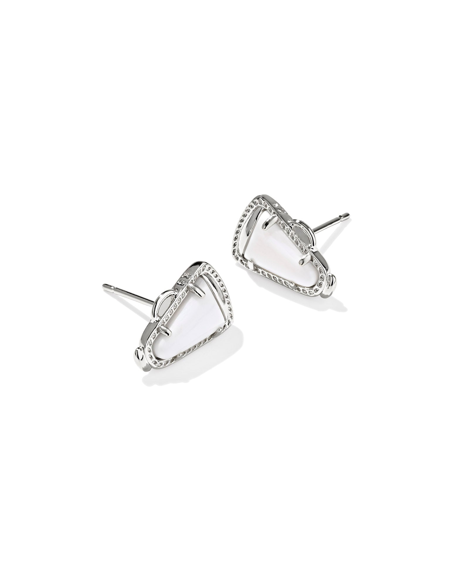 Kendra Scott Cheer Stud Earrings - Silver & White Mother of Pearl - Juli's Wearable Art