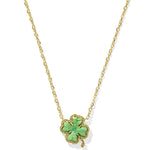 Kendra Scott Clover Short Pendant Necklace - Gold & Lime Green Magnesite - Juli's Wearable Art