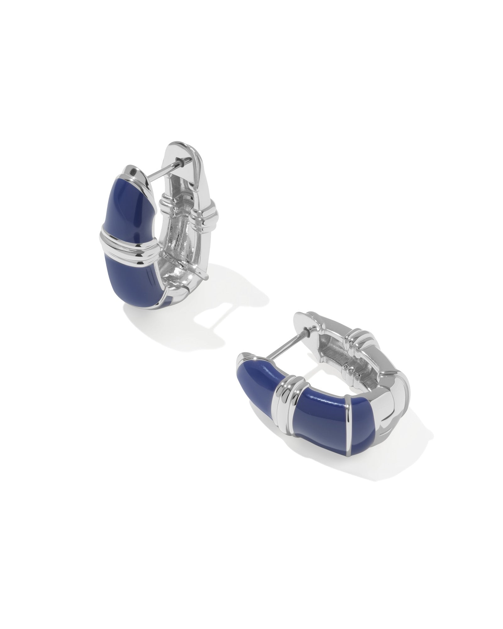 Kendra Scott Courtney Enamel Huggie Earrings | Silver | Dark Blue Enamel