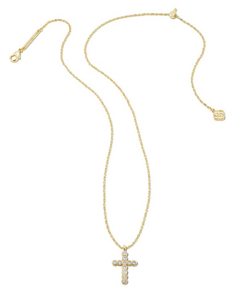 Kendra Scott Crystal Cross Pendant Necklace | Gold