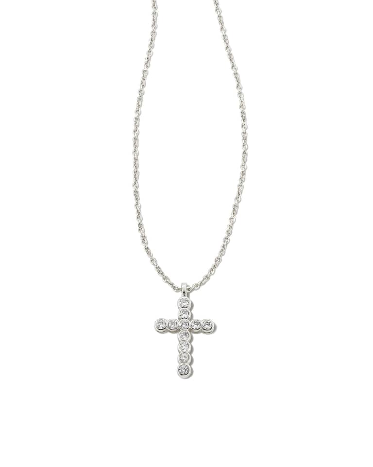 Kendra Scott Crystal Cross Pendant Necklace | Silver