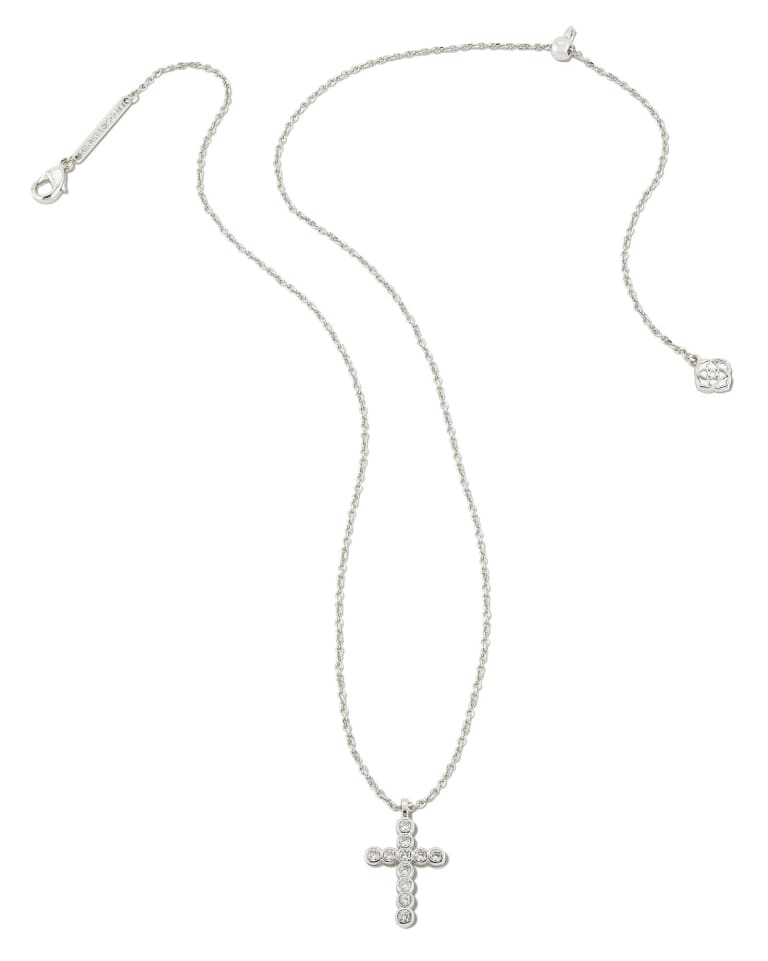 Kendra Scott Crystal Cross Pendant Necklace | Silver