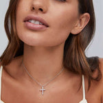 Kendra Scott Crystal Cross Pendant Necklace | Silver - Juli's Wearable Art