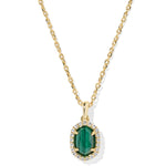Kendra Scott Daphne Crystal Frame Short Pendant Necklace – Gold Green Malachite - Juli's Wearable Art