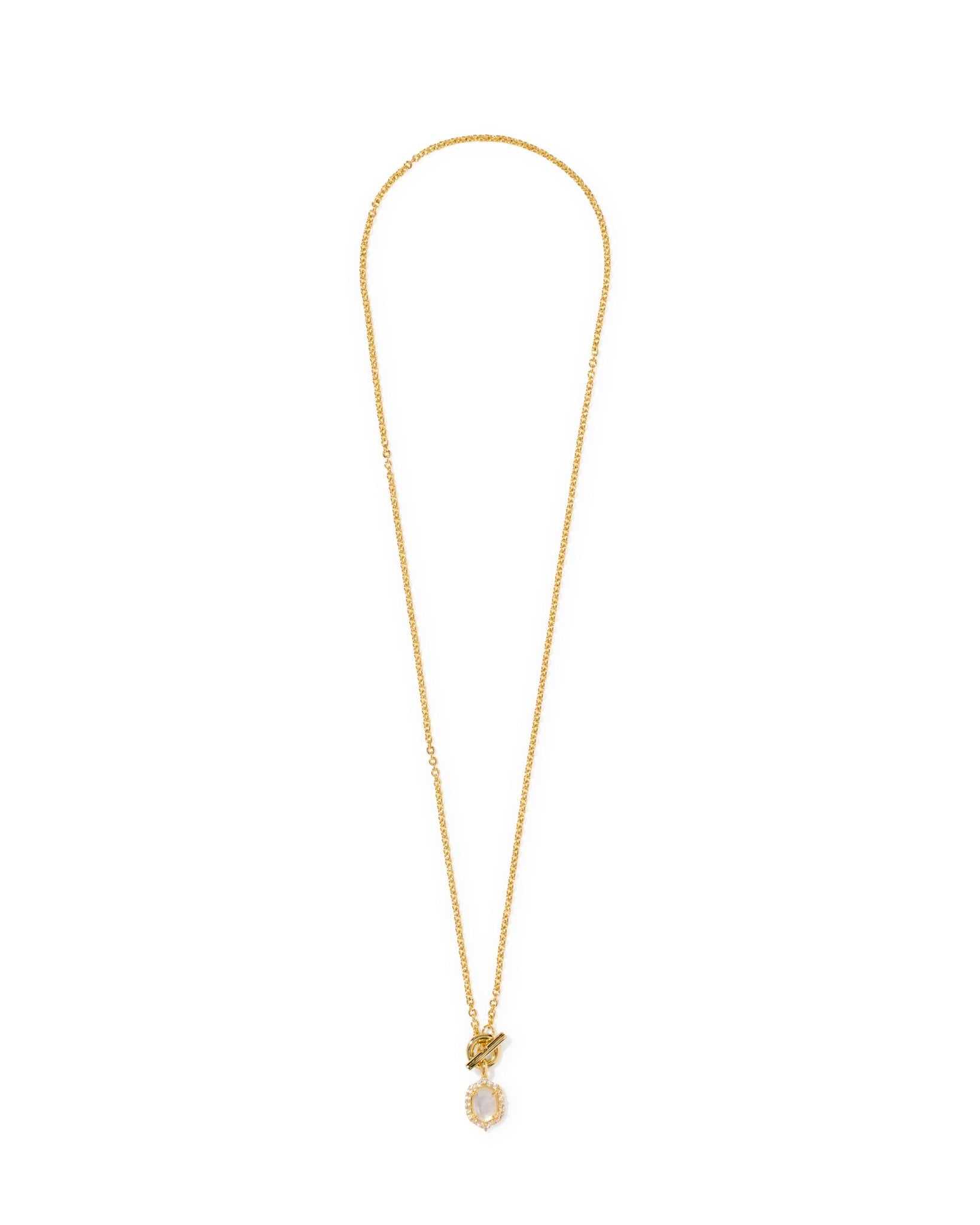 Kendra Scott Daphne Crystal Frame Toggle Necklace | Gold | Ivory Mother of Pearl - Juli's Wearable Art