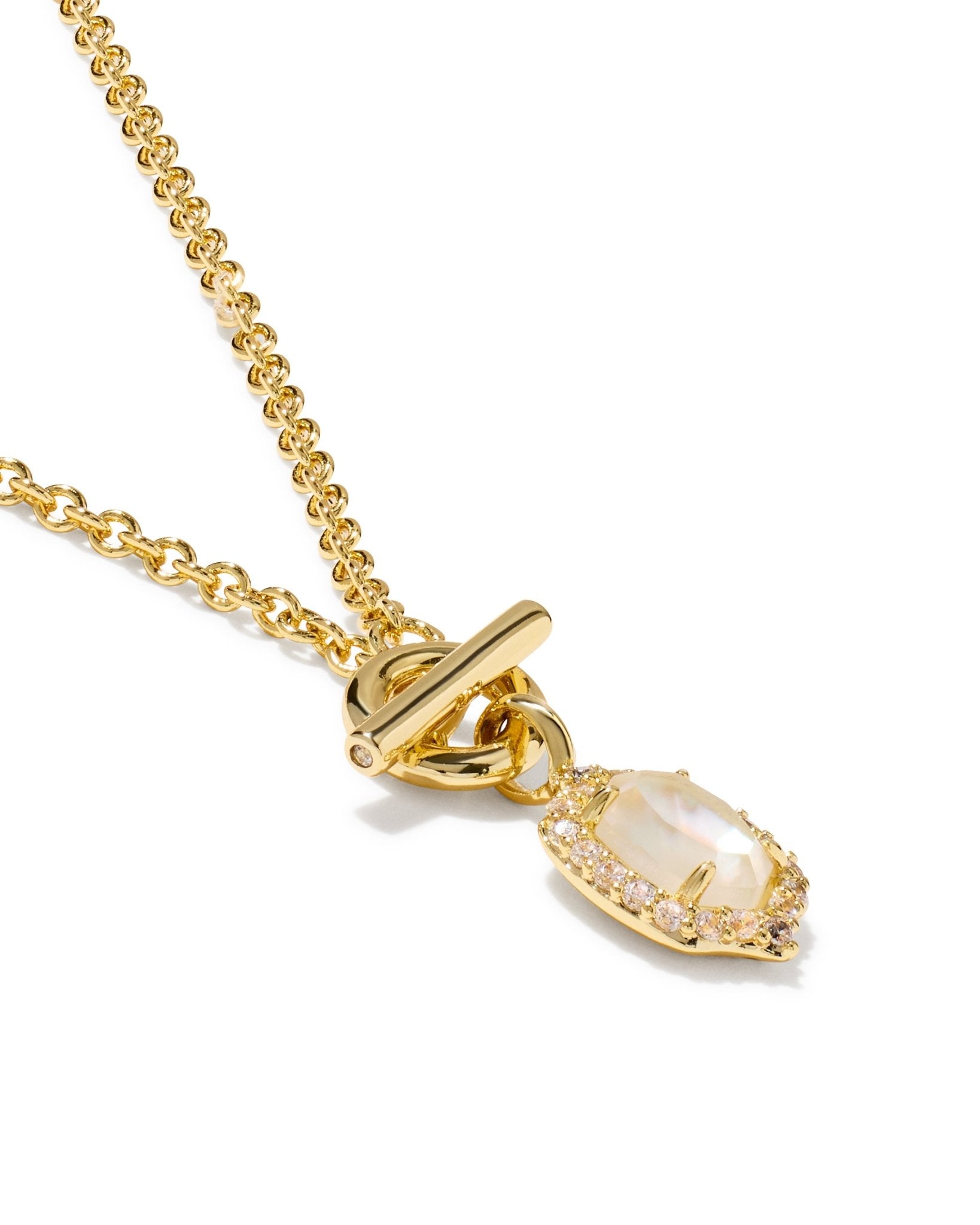 Kendra Scott Daphne Crystal Frame Toggle Necklace | Gold | Ivory Mother of Pearl