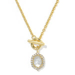 Kendra Scott Daphne Crystal Frame Toggle Necklace | Gold | Ivory Mother of Pearl - Juli's Wearable Art
