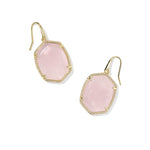 Kendra Scott Daphne Gold Pavé Frame Drop Earrings in Rose Quartz - Juli's Wearable Art