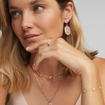 Kendra Scott Daphne Gold Pavé Frame Short Pendant Necklace in Rose Quartz - Juli's Wearable Art