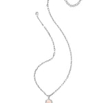 Kendra Scott Daphne Silver Pavé Frame Short Pendant Necklace in Rose Quartz - Juli's Wearable Art