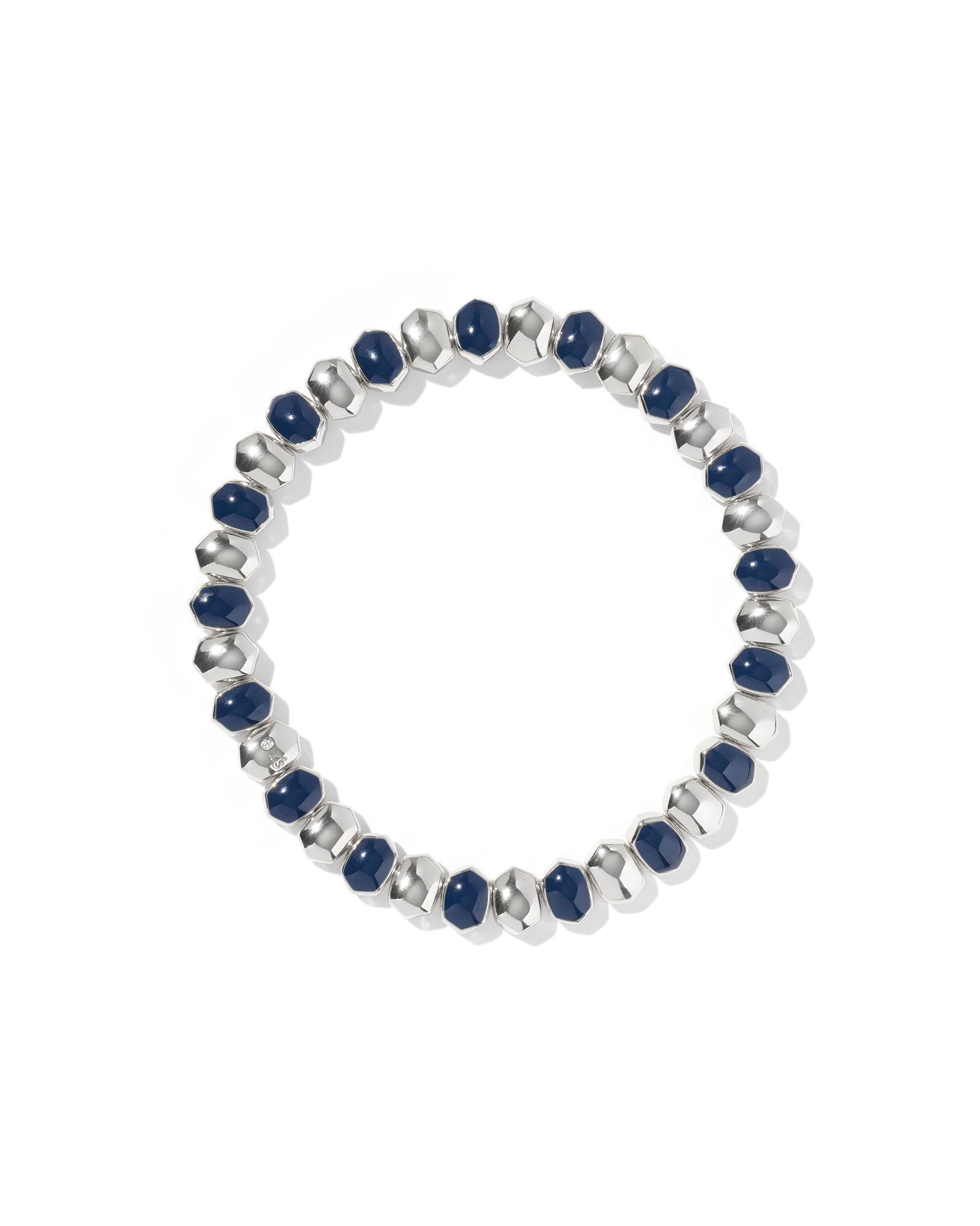 Kendra Scott Daphne Stretch Beaded Bracelet Silver Navy Blue