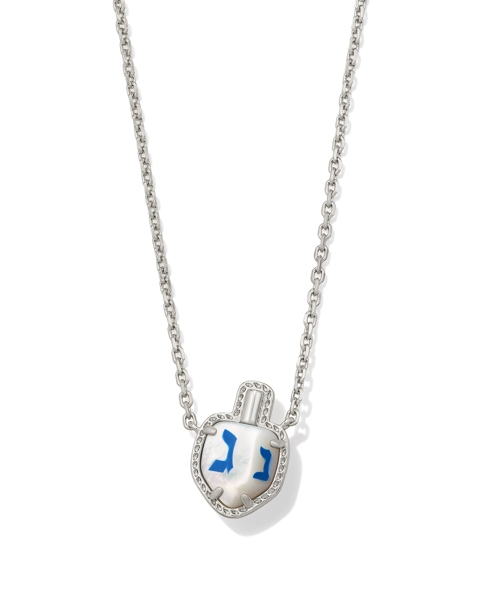 Kendra Scott Dreidel Short Pendant Necklace – Silver Ivory Mother - of - Pearl - Juli's Wearable Art